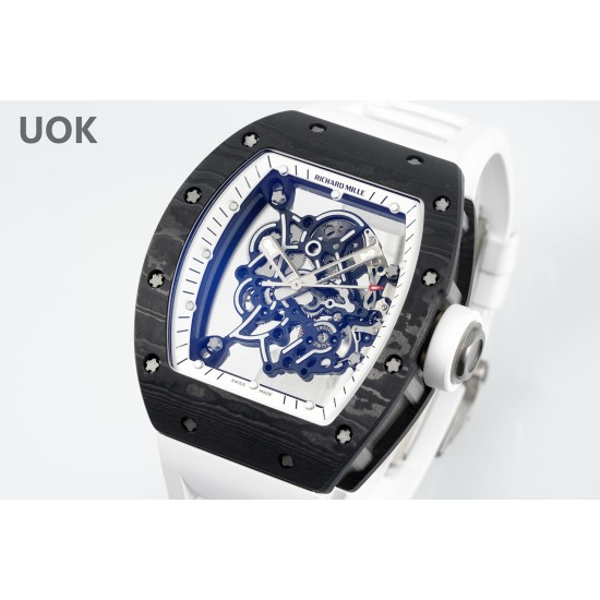 Richard Mille 43mm RM055 White NTPT/RU Skeleton Dial UOKF RMUL2 Super Clone