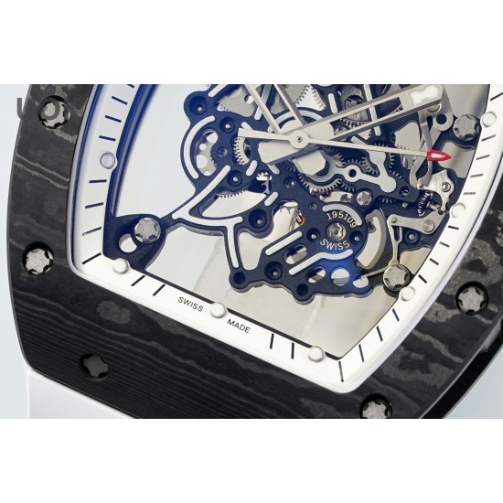 Richard Mille 43mm RM055 White NTPT/RU Skeleton Dial UOKF RMUL2 Super Clone