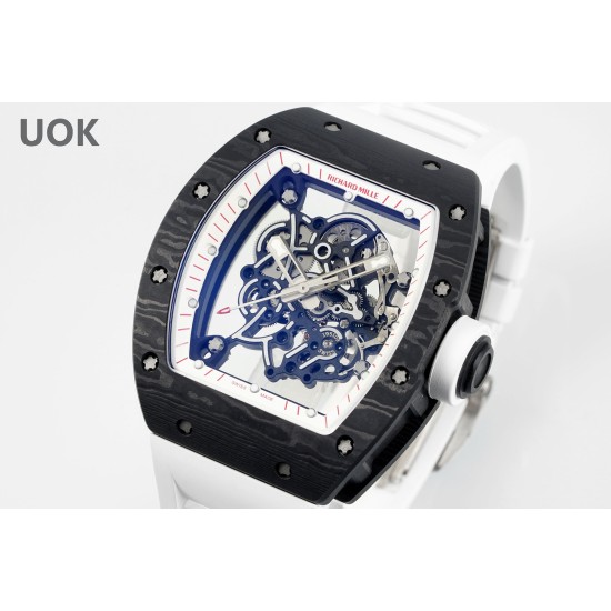 Richard Mille 43mm RM055 White NTPT/RU Skeleton Dial UOKF RMUL2 Super Clone