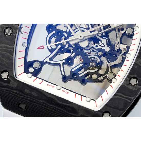 Richard Mille 43mm RM055 White NTPT/RU Skeleton Dial UOKF RMUL2 Super Clone
