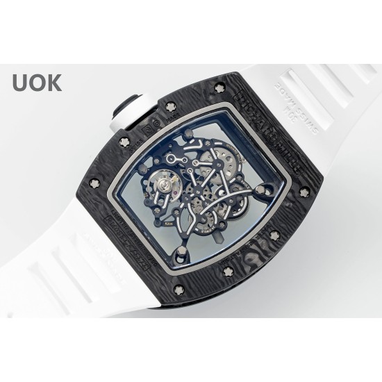 Richard Mille 43mm RM055 White NTPT/RU Skeleton Dial UOKF RMUL2 Super Clone