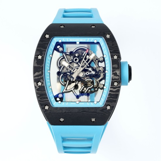 Richard Mille 43mm RM055 Yas Marina Circuit Blue NTPT/RU Skeleton Dial UOKF RMUL2 Super Clone