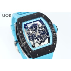 Richard Mille 43mm RM055 Yas Marina Circuit Blue NTPT/RU Skeleton Dial UOKF RMUL2 Super Clone