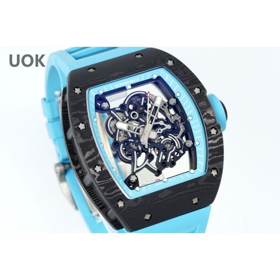 Richard Mille 43mm RM055 Yas Marina Circuit Blue NTPT/RU Skeleton Dial UOKF RMUL2 Super Clone