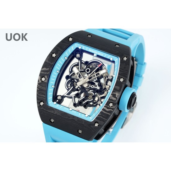 Richard Mille 43mm RM055 Yas Marina Circuit Blue NTPT/RU Skeleton Dial UOKF RMUL2 Super Clone