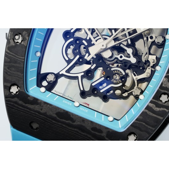 Richard Mille 43mm RM055 Yas Marina Circuit Blue NTPT/RU Skeleton Dial UOKF RMUL2 Super Clone