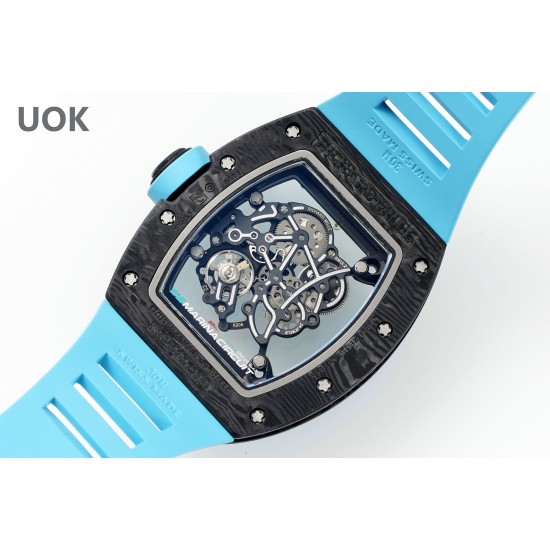 Richard Mille 43mm RM055 Yas Marina Circuit Blue NTPT/RU Skeleton Dial UOKF RMUL2 Super Clone
