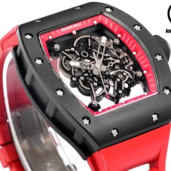 Richard Mille-RM055 43mm Black Cer/RU Skeleton Red Rehaut on Red Strap RMF RMUL2 Super Clone