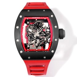 Richard Mille-RM055 43mm Black Cer/RU Skeleton Red Rehaut on Red Strap RMF RMUL2 Super Clone