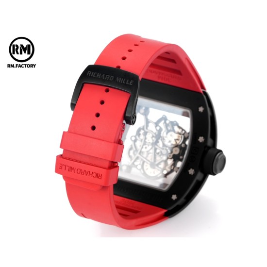 Richard Mille-RM055 43mm Black Cer/RU Skeleton Red Rehaut on Red Strap RMF RMUL2 Super Clone