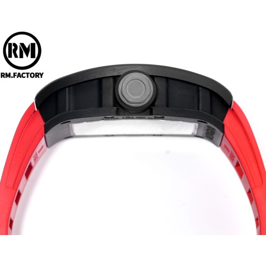 Richard Mille-RM055 43mm Black Cer/RU Skeleton Red Rehaut on Red Strap RMF RMUL2 Super Clone