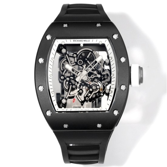Richard Mille-RM055 43mm Black Cer/RU White Skeleton on Dial RMF RMUL2 Super Clone