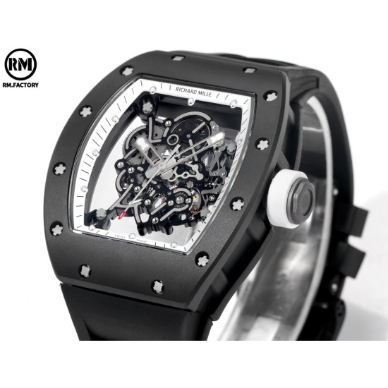 Richard Mille-RM055 43mm Black Cer/RU White Skeleton on Dial RMF RMUL2 Super Clone