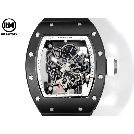 Richard Mille-RM055 43mm Black Cer/RU White Skeleton on Dial RMF RMUL2 Super Clone