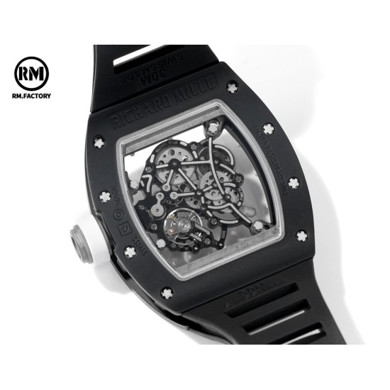 Richard Mille-RM055 43mm Black Cer/RU White Skeleton on Dial RMF RMUL2 Super Clone