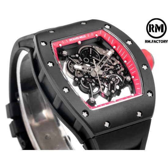 Richard Mille-RM055 43mm Black Cer/RU Red Skeleton Dial RMF RMUL2 Super Clone