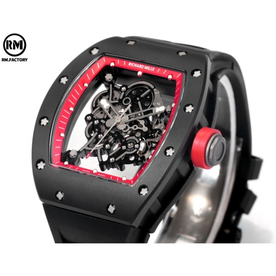 Richard Mille-RM055 43mm Black Cer/RU Red Skeleton Dial RMF RMUL2 Super Clone
