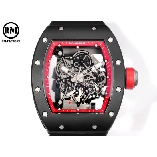 Richard Mille-RM055 43mm Black Cer/RU Red Skeleton Dial RMF RMUL2 Super Clone