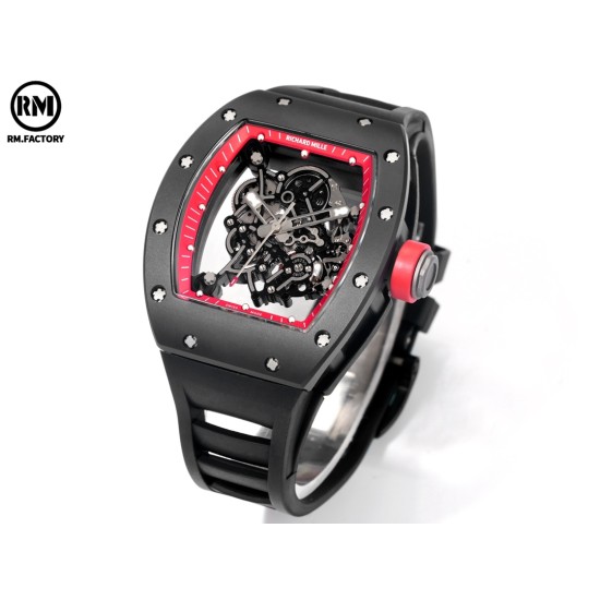 Richard Mille-RM055 43mm Black Cer/RU Red Skeleton Dial RMF RMUL2 Super Clone
