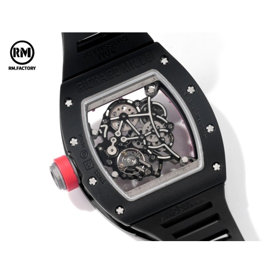 Richard Mille-RM055 43mm Black Cer/RU Red Skeleton Dial RMF RMUL2 Super Clone