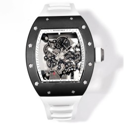 Richard Mille-RM055 43mm Black Cer/RU Skeleton White Rehaut on White Strap RMF RMUL2 Super Clone
