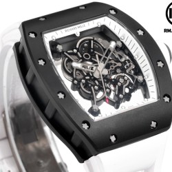 Richard Mille-RM055 43mm Black Cer/RU Skeleton White Rehaut on White Strap RMF RMUL2 Super Clone