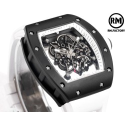Richard Mille-RM055 43mm Black Cer/RU Skeleton White Rehaut on White Strap RMF RMUL2 Super Clone