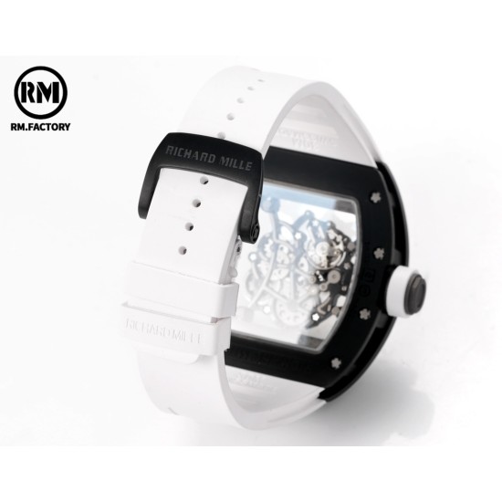 Richard Mille-RM055 43mm Black Cer/RU Skeleton White Rehaut on White Strap RMF RMUL2 Super Clone