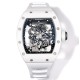 Richard Mille-RM055 43mm White Cer/RU Skeleton Black Rehaut on White Strap RMF RMUL2 Super Clone