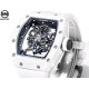 Richard Mille-RM055 43mm White Cer/RU Skeleton Black Rehaut on White Strap RMF RMUL2 Super Clone
