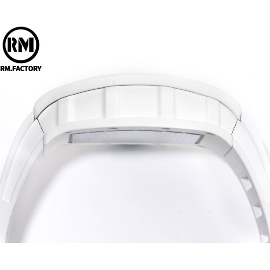 Richard Mille-RM055 43mm White Cer/RU Skeleton Black Rehaut on White Strap RMF RMUL2 Super Clone