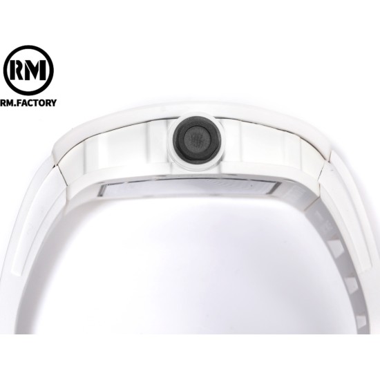Richard Mille-RM055 43mm White Cer/RU Skeleton Black Rehaut on White Strap RMF RMUL2 Super Clone
