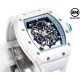 Richard Mille-RM055 43mm White Cer/RU Skeleton Bllue Rehaut on White Strap RMF RMUL2 Super Clone