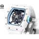 Richard Mille-RM055 43mm White Cer/RU Skeleton Bllue Rehaut on White Strap RMF RMUL2 Super Clone