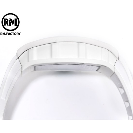 Richard Mille-RM055 43mm White Cer/RU Skeleton Bllue Rehaut on White Strap RMF RMUL2 Super Clone