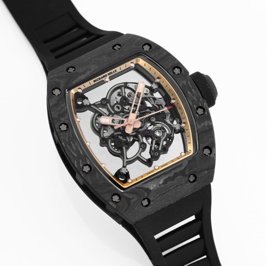 Richard Mille RM055 NTPT/RU 43mm Gold Rehaut on Black Rubber Strap BBR V4 RMUL2 Super Clone