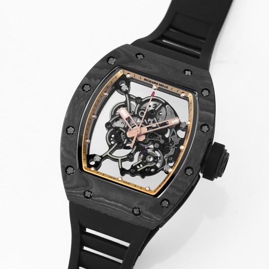 Richard Mille RM055 NTPT/RU 43mm Gold Rehaut on Black Rubber Strap BBR V4 RMUL2 Super Clone