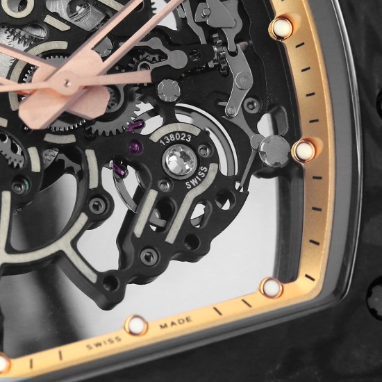 Richard Mille RM055 NTPT/RU 43mm Gold Rehaut on Black Rubber Strap BBR V4 RMUL2 Super Clone
