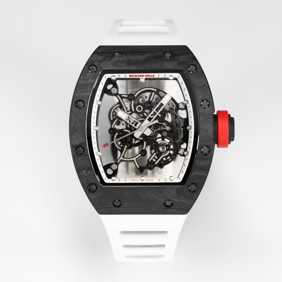 Richard Mille RM055 NTPT/RU 43mm White Rehaut on White Rubber Strap BBR V4 RMUL2 Super Clone