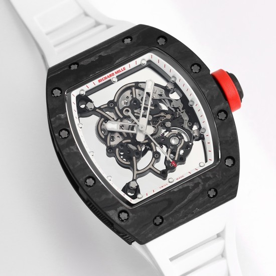 Richard Mille RM055 NTPT/RU 43mm White Rehaut on White Rubber Strap BBR V4 RMUL2 Super Clone