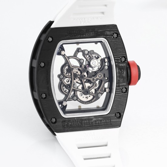 Richard Mille RM055 NTPT/RU 43mm White Rehaut on White Rubber Strap BBR V4 RMUL2 Super Clone