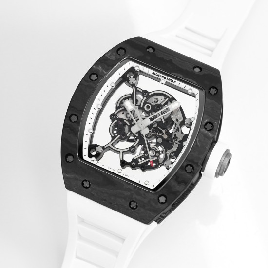 Richard Mille RM055 NTPT/RU 43mm White Rehaut on White Rubber Strap BBR V4 RMUL2 Super Clone