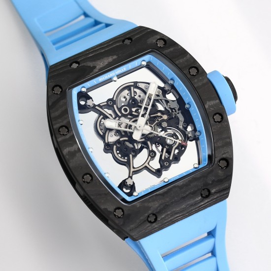 Richard Mille RM055 NTPT/RU 43mm Blue Rehaut on Blue Rubber Strap BBR V4 RMUL2 Super Clone