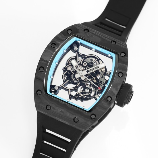 Richard Mille RM055 NTPT/RU 43mm Blue Rehaut on Black Rubber Strap BBR V4 RMUL2 Super Clone