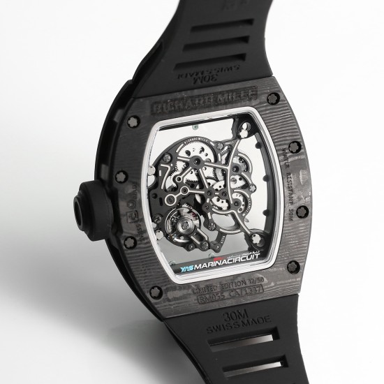 Richard Mille RM055 NTPT/RU 43mm Blue Rehaut on Black Rubber Strap BBR V4 RMUL2 Super Clone