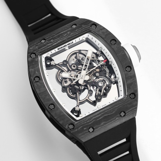 Richard Mille RM055 NTPT/RU 43mm White Rehaut on Black Rubber Strap BBR V4 RMUL2 Super Clone