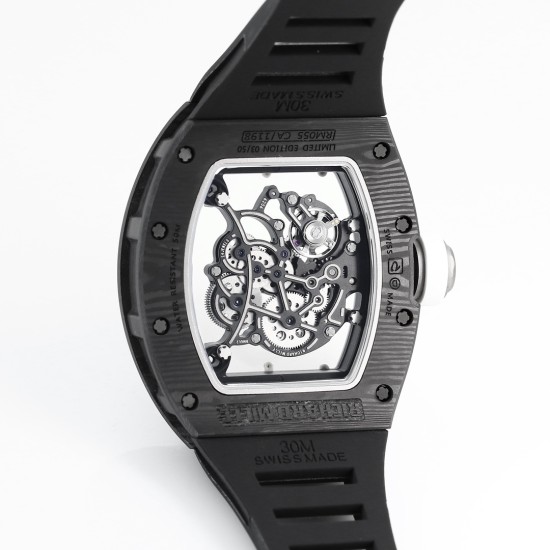Richard Mille RM055 NTPT/RU 43mm White Rehaut on Black Rubber Strap BBR V4 RMUL2 Super Clone