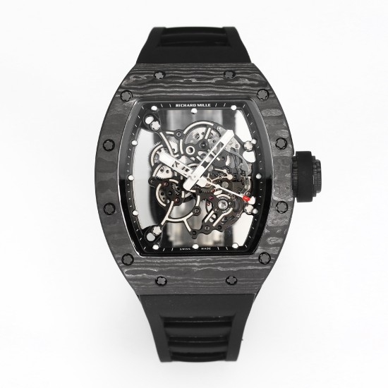 Richard Mille RM055 NTPT/RU 43mm Black Rehaut on Black Rubber Strap BBR V4 RMUL2 Super Clone