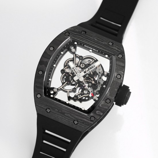 Richard Mille RM055 NTPT/RU 43mm Black Rehaut on Black Rubber Strap BBR V4 RMUL2 Super Clone