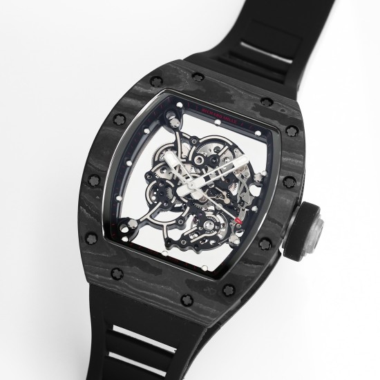 Richard Mille RM055 NTPT/RU 43mm Black Rehaut on Black Rubber Strap BBR V4 RMUL2 Super Clone